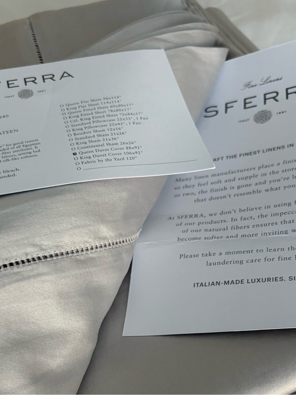 New SFERRA GIZA 45 1840 TC SATEEN Cotton Queen duvet Cover $2499 Retail TIN - Picture 4 of 10